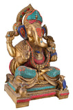 White Whale Lord Ganesh Murti Ganesha Idol Ganpati Brass Vinayaka Statue for Home Decoration | Hindu God Ganesh Bhagwan Blessing Ganpati Bappa Statue | Ganesha Statue Sitting Idol Sculpture