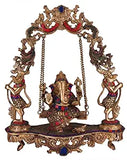 White Whale Brass Lord Ganesha Bhagwan Swing Ganesh Ganpati on Jhoola Jhula with Kirtimukha at Top for Home Décor