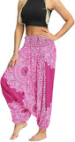 Whitewhale Women Casual Peacock Print Summer Loose Yoga Trousers Baggy Boho Aladdin Jumpsuit Harem Pants