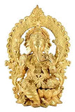 White Whale Lord Ganesh Murti Ganesha Idol Ganpati Brass Statue with Multicolor Stone Work for Home Decoration Showpiece