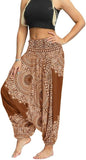 Whitewhale Women Casual Peacock Print Summer Loose Yoga Trousers Baggy Boho Aladdin Jumpsuit Harem Pants