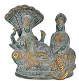 White Whale Lord Vishnu with Lakshmi Rest Upon Shesha Naag Brass Statue Religious Strength Sculpture Idol