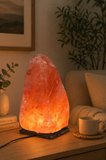 White Whale Himalayan Salt Lamp. Natural Shaped Salt Lamp with Wooden Base Perfect for a table lamp, air purifying, bedroom decoration.