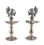 White Whale Brass Peacock Diya Statue Figurine Sculpture for Home Office Decor