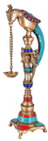 White Whale Brass Parrot Oil Lamp DIya Home Decor - 17 Inchess