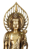 White Whale Brass Lord Buddha Standing Statue Blessing Idol feng Shui Home Decor