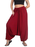 Whitewhale Mens Women Rayon Solid Aladdin Loose Baggy Boho Hippie Harem Pants