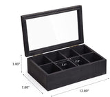 White Whale Tea Storage Chest Adjustable 8 Compartment Tea Bags Organizer Container Tea Box with Glass Window