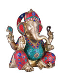 White Whale Brass Ganesha Statue Sitting On Jhula | Swing Ganesh | God of Good Luck | Large Size Ganesha | Lord Vinayaka | Ganapati