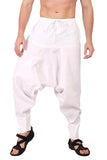 Whitewhale Men's Cotton Solid Harem Pants Yoga Trousers Hippie Pant White