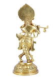 White Whale Brass Hindu God Lord Krishna Bhagwan Lord Krishna Idol Statue Murti