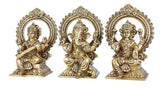 Ganesha Statue Goddess Lakshmi Statue Saraswati Statue in Brass Laxmi Ganesh Saraswati Idol Figurine Hindu Gods of Good Luck Wealth Wisdom