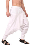 Whitewhale Men's Cotton Solid Harem Pants Yoga Trousers Hippie Pant White