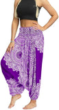 Whitewhale Women Casual Peacock Print Summer Loose Yoga Trousers Baggy Boho Aladdin Jumpsuit Harem Pants