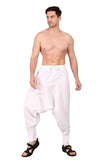 Whitewhale Men's Cotton Solid Harem Pants Yoga Trousers Hippie Pant White