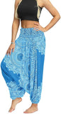 Whitewhale Women Casual Peacock Print Summer Loose Yoga Trousers Baggy Boho Aladdin Jumpsuit Harem Pants