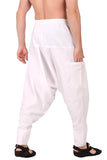 Whitewhale Men's Cotton Solid Harem Pants Yoga Trousers Hippie Pant White
