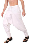 Whitewhale Men's Cotton Solid Harem Pants Yoga Trousers Hippie Pant White