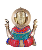 White Whale Brass Ganesha Statue Sitting On Jhula | Swing Ganesh | God of Good Luck | Large Size Ganesha | Lord Vinayaka | Ganapati