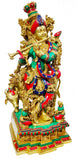 White Whale Lord Krishna Idol with Nandi Cow Brass Statue Idol Showpiece Statue Sculpture Murti