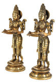 White Whale Brass Deeplaxmi Statue Oil Lamp Laxmi Diya Holding Lady Home Decor (Pair of-2)