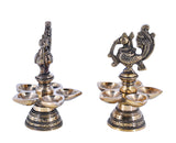 White Whale Brass Peacock Diya Statue Figurine Sculpture for Home Office Decor