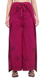 Whitewhale Womens Split Wide Leg Long Embroidered Rayon Wrap Palazzo Pant