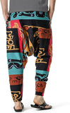 Whitewhale Mens Cotton Printed Harem Pants Pockets Yoga Trousers Hippie