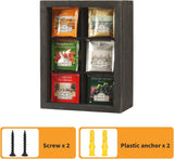 White Whale Tea Storage Chest Adjustable 6 Compartment Tea Bags Organizer Container Tea Box with Glass Window