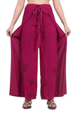 Whitewhale Womens Split Wide Leg Long Embroidered Rayon Wrap Palazzo Pant