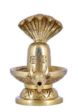 White Whale Gold Brass Lord Shiva Lingam Sculpture Shivling Statue.