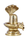 White Whale Gold Brass Lord Shiva Lingam Sculpture Shivling Statue.