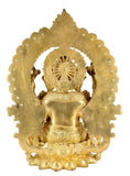 White Whale Lord Ganesh Murti Ganesha Idol Ganpati Brass Statue with Multicolor Stone Work for Home Decoration Showpiece