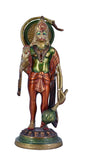 White Whale Panchmukhi Hanuman Statue Strength Monkey Lord Bajrang Bali Idol Standing Position Brass Sculpture Diwali Decor Gifts