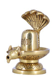 White Whale Gold Brass Lord Shiva Lingam Sculpture Shivling Statue.