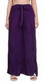 Whitewhale Womens Split Wide Leg Long Embroidered Rayon Wrap Palazzo Pant