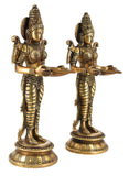 White Whale Brass Deeplaxmi Statue Oil Lamp Laxmi Diya Holding Lady Home Decor (Pair of-2)