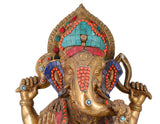 White Whale Lord Ganesh Murti Ganesha Idol Ganpati Brass Vinayaka Statue for Home Decoration | Hindu God Ganesh Bhagwan Blessing Ganpati Bappa Statue | Ganesha Statue Sitting Idol Sculpture
