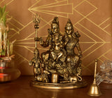 White Whale Brass Shiv Parivar Statue, Big Brass Shiva Family Statue, Shiva-Parvati Idol with Baby Ganesh & Murugan Kartikeya, Siva Pariwar