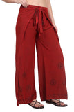 Whitewhale Womens Split Wide Leg Long Embroidered Rayon Wrap Palazzo Pant