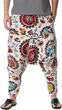 Whitewhale Mens Cotton Printed Harem Pants Pockets Yoga Trousers Hippie