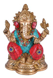 Whitewhale Lord Ganesha Brass Statue Religious Strength God Sculpture Idol