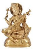 White Whale Maa Saraswati Brass Statue Religious Goddess Sculpture Idol Home Décor