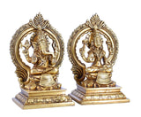 White Whale Brass Hindu God Lord Ganesha and Lakshmi Bhagwan Lord Ganesha and Lakshmi Idol Statue Murti.
