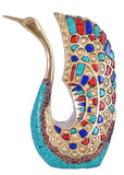 White Whale Brass Peacock Statue Figurine Sculpture for Home Office Decor