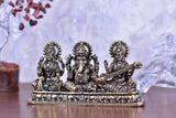 White Whale Superfine Brass Hindu God Ganesha and Goddess Laxmi Saraswati Idol Statue Murti Home Office Temple Pooja Puja Decorative Showpiece Diwali Gift