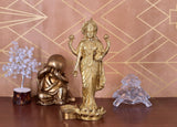 White Whale Hindu Goddess Maa Laxmi Idol Brass Statue Standing in Loltus Lakshmi for Temple Puja Home Decor Murti Office Gift Item Showpiece