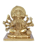 Whitewhale Large Unique Five Face Panchmukhi Hanuman Brass Statue Religious Strength God Sculpture Idol