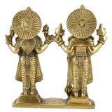 White Whale Brass Lord Vishnu and Lakshmi Statue Idol Murti for Home Decor