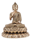 White Whale Brass Buddha Statue Murti for Home Decor Entrance Office Table Living Room Meditation Luck Gift Feng Shui Home Décor
